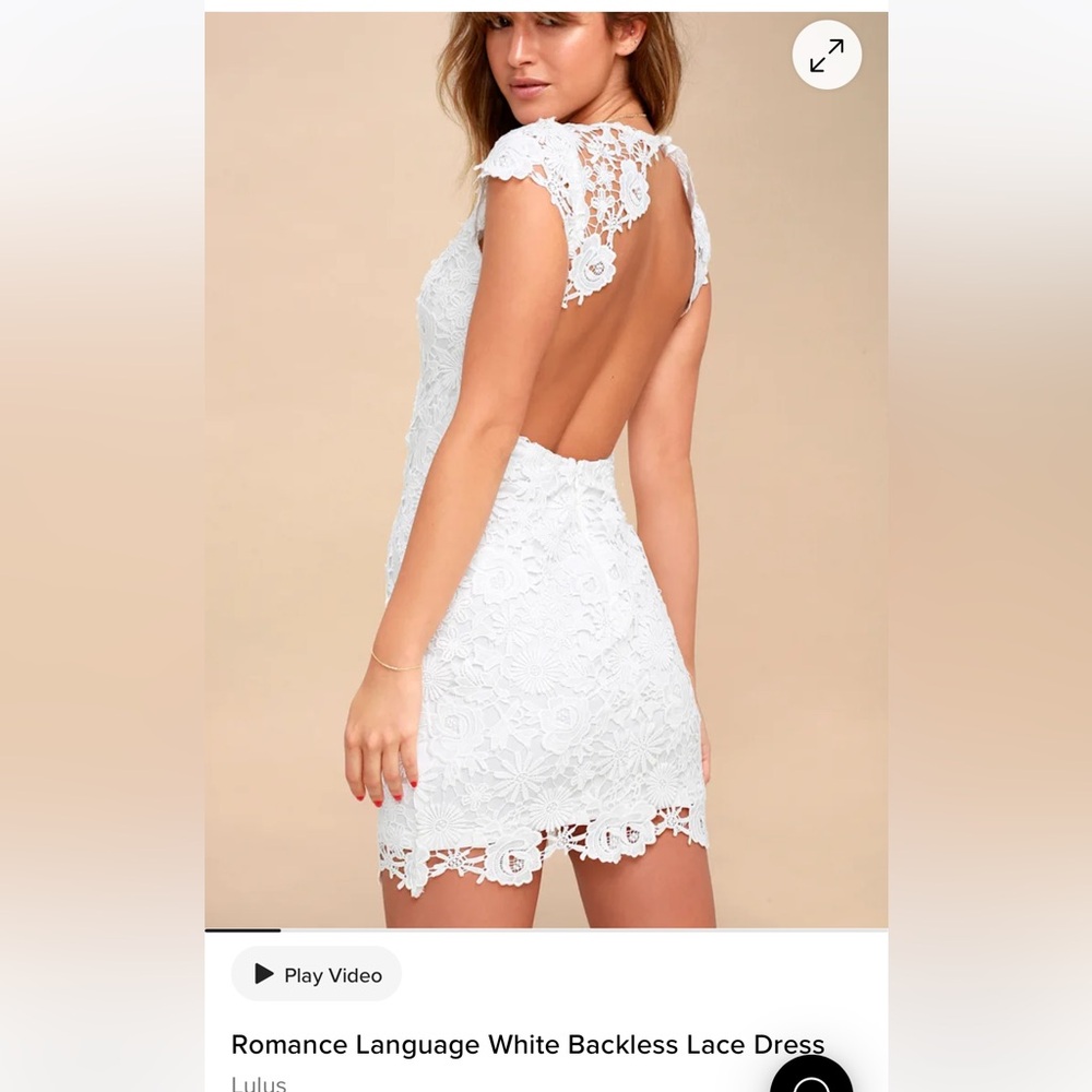 Lulu's Romance Language White Backless Lace Dress - Size S - NEW WITH TAGS